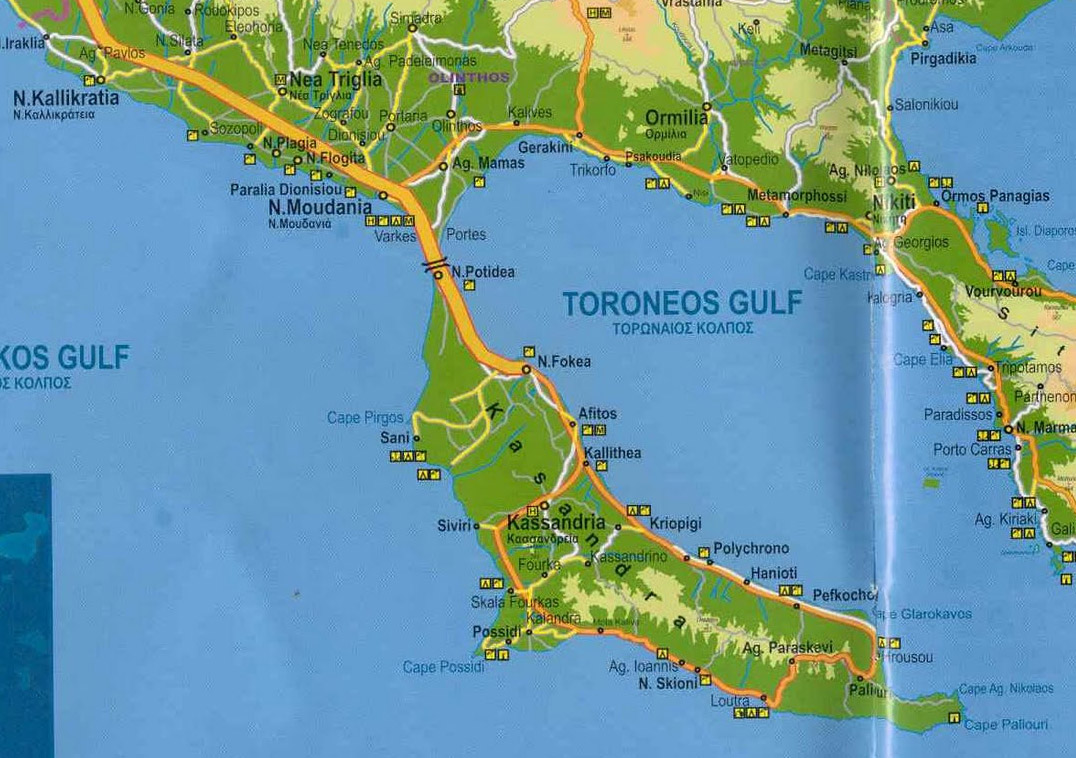 mapa kasandre Mapa Kasandre i Polihrono na njoj, Halkidiki   TT Group mapa kasandre