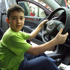 Boy in car